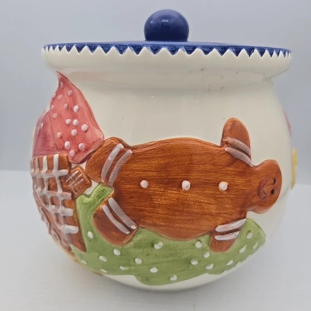 Bath &‎ Body Works Holiday 1997 Cookie Jar Blue Lid with Rubber Seal 8